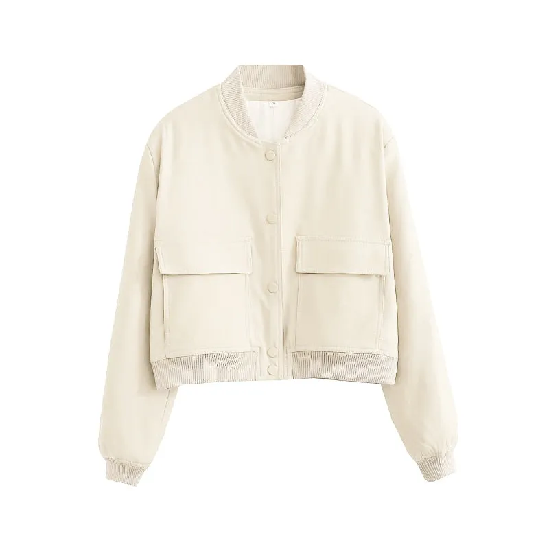 Smooth Finish Retro Bomber Jackets for Women