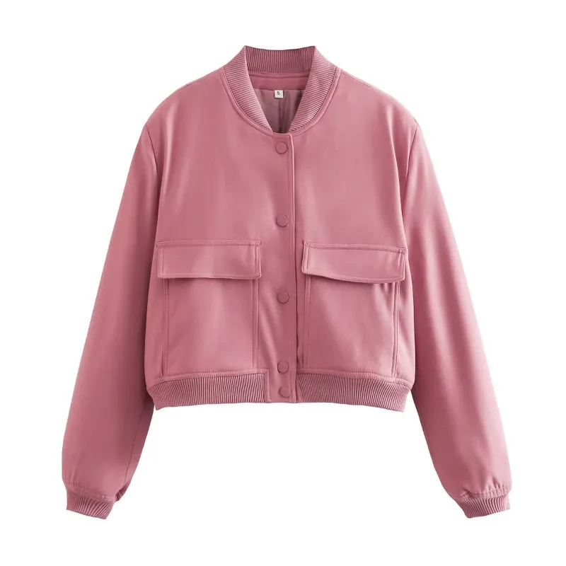 Smooth Finish Retro Bomber Jackets for Women