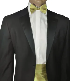 Solid Gold Silk Cummerbund and Bow Tie Set