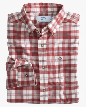 Southern Tide Men's Long Sleeve Intercoastal Durant Plaid Flannel Plaid Sportshirt / Tuscany Red