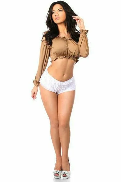 Tan Long Sleeve Peasant Top