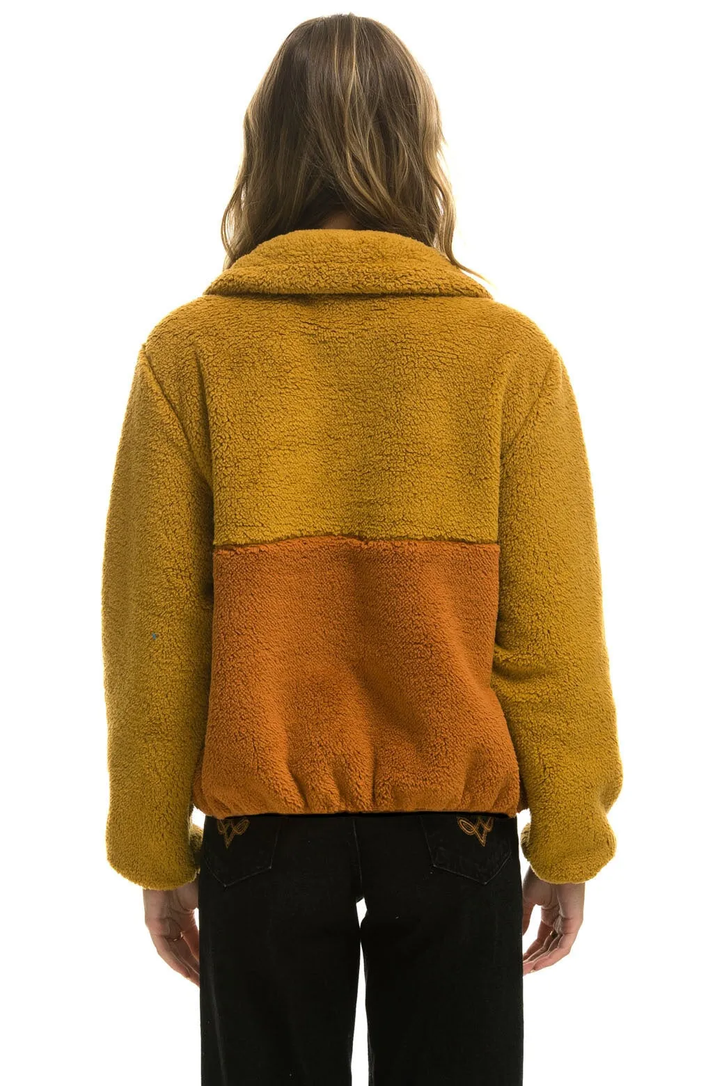 TEDDY APRES HALF ZIP COLOR BLOCK JACKET - HONEY