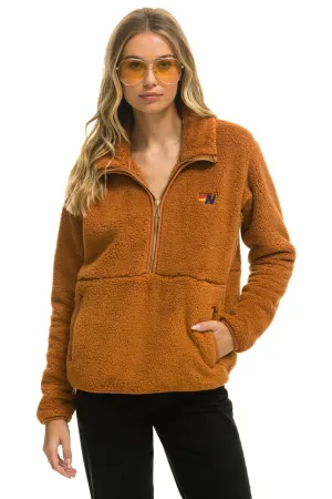 TEDDY UNISEX HALF ZIP JACKET - WHISKEY