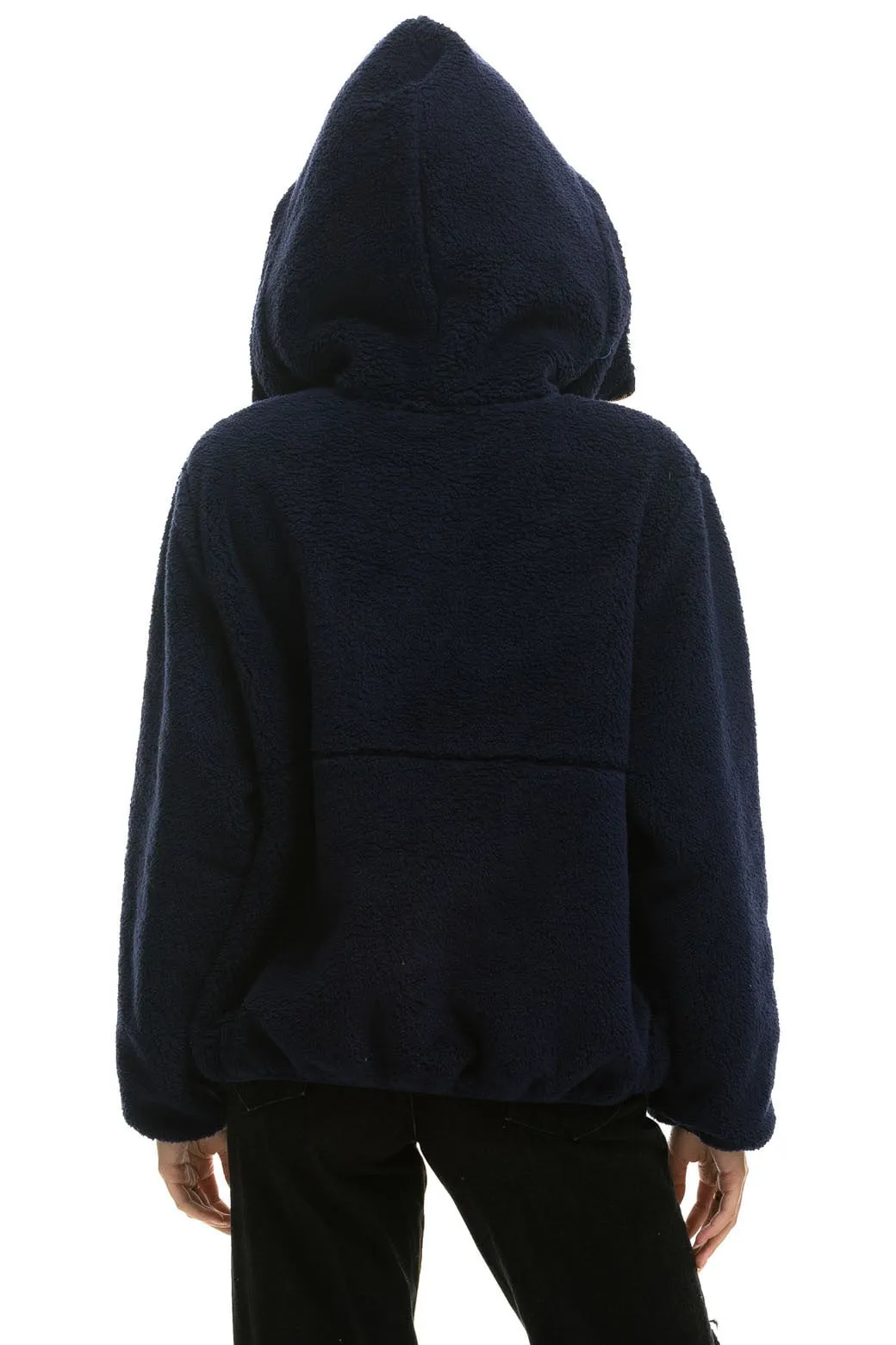 TEDDY UNISEX HOODED HALF ZIP JACKET - NAVY