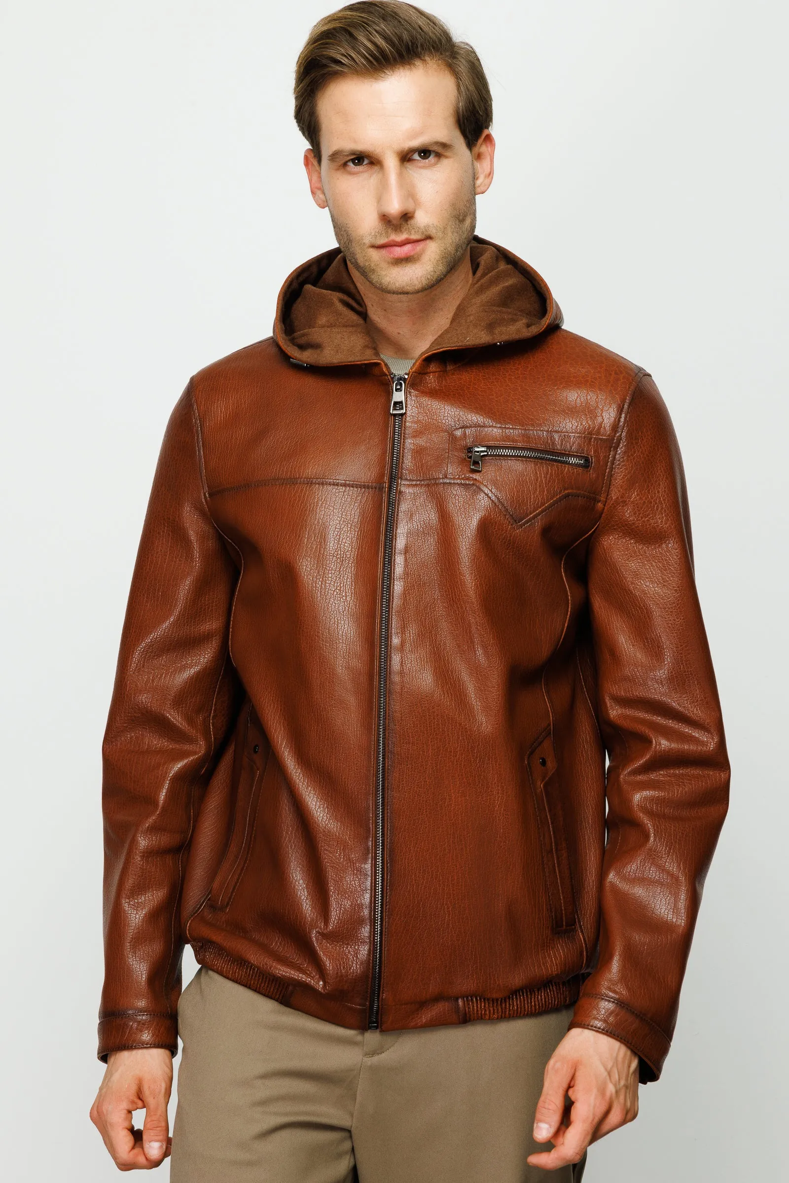 The Byron Ribi Brown Leather Men Jacket