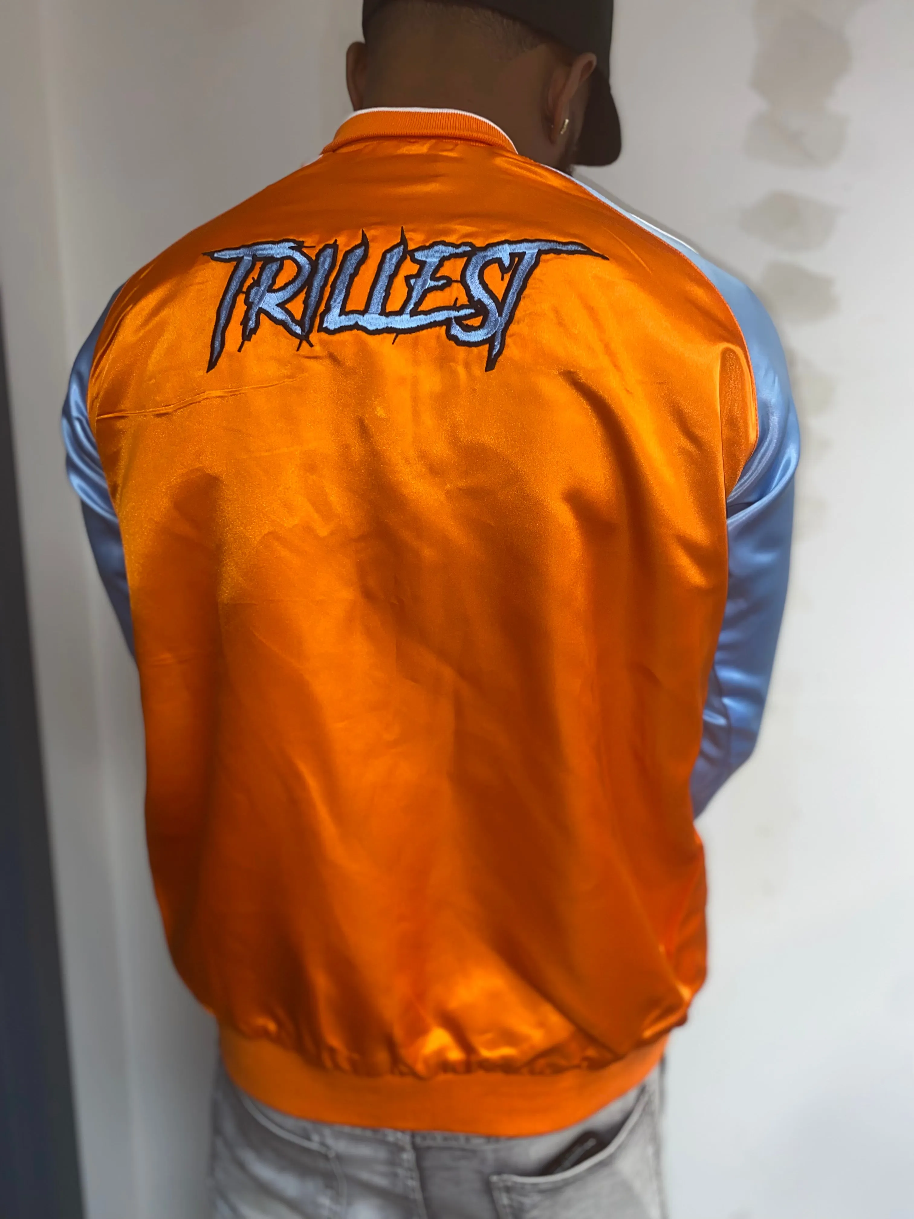 Trillest Reversible Bomber Jacket - Orange/Blue/White