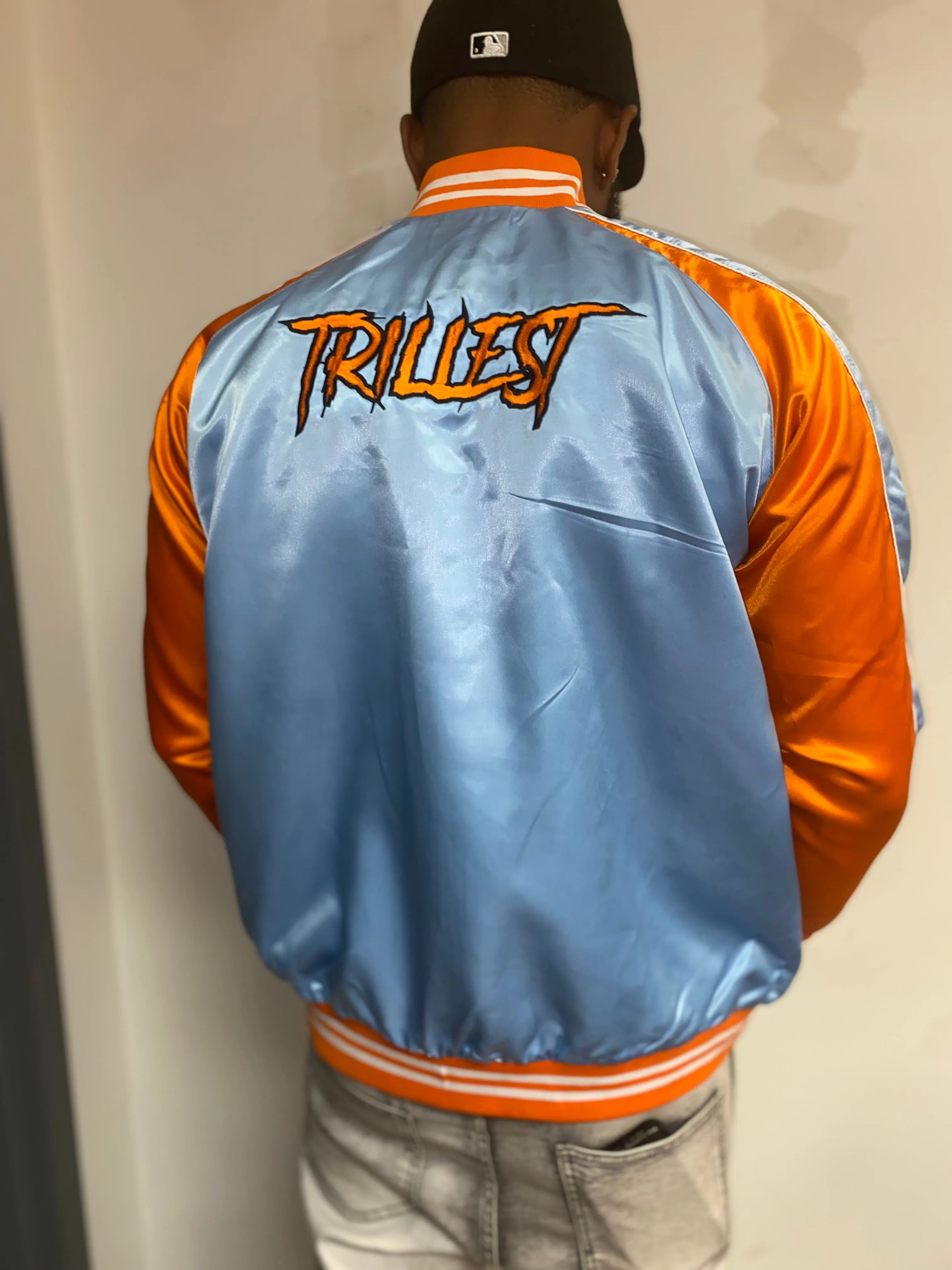 Trillest Reversible Bomber Jacket - Orange/Blue/White