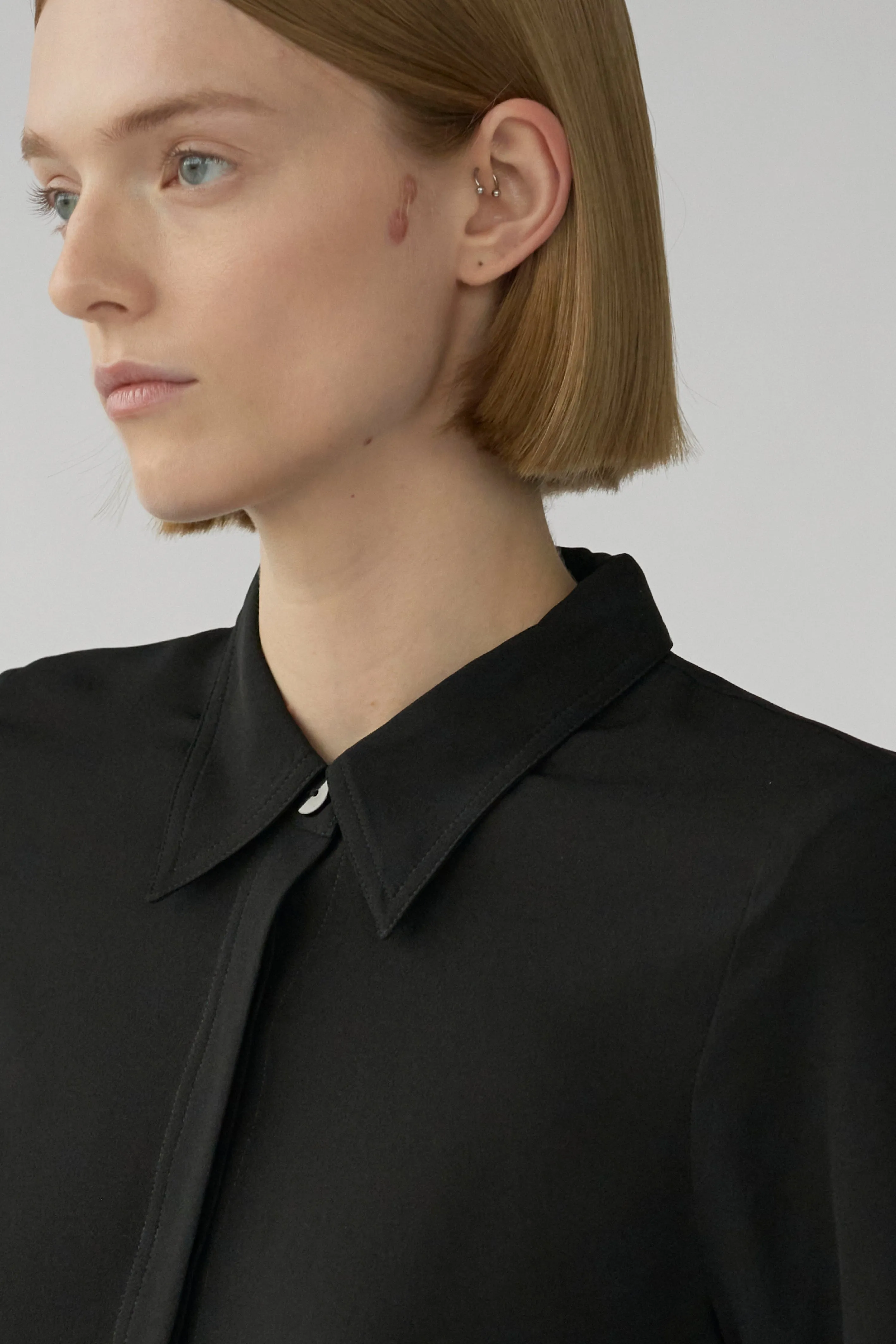 VALENTIN SHIRT - BLACK - SILK GEORGETTE