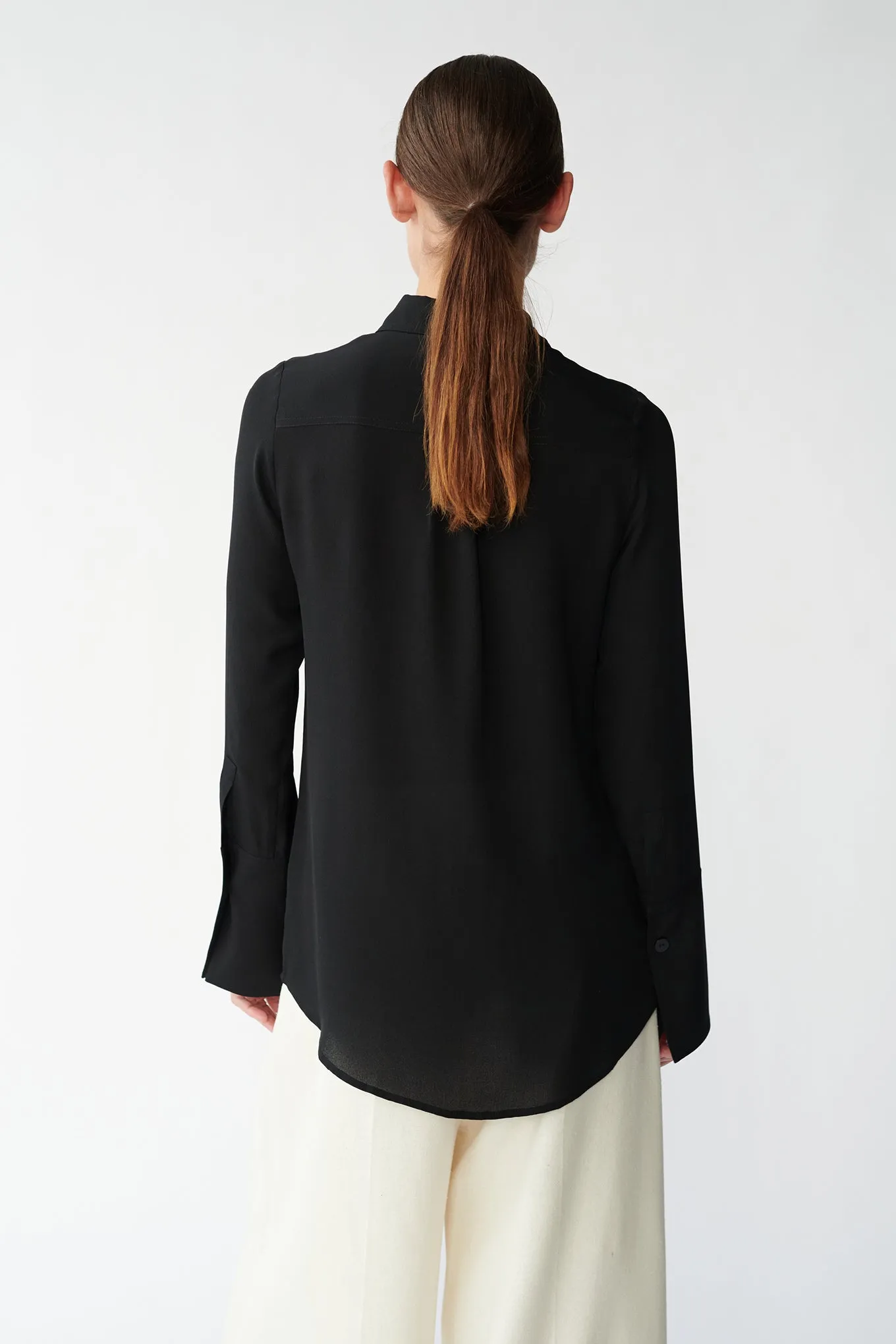 VALENTIN SHIRT - BLACK - SILK GEORGETTE