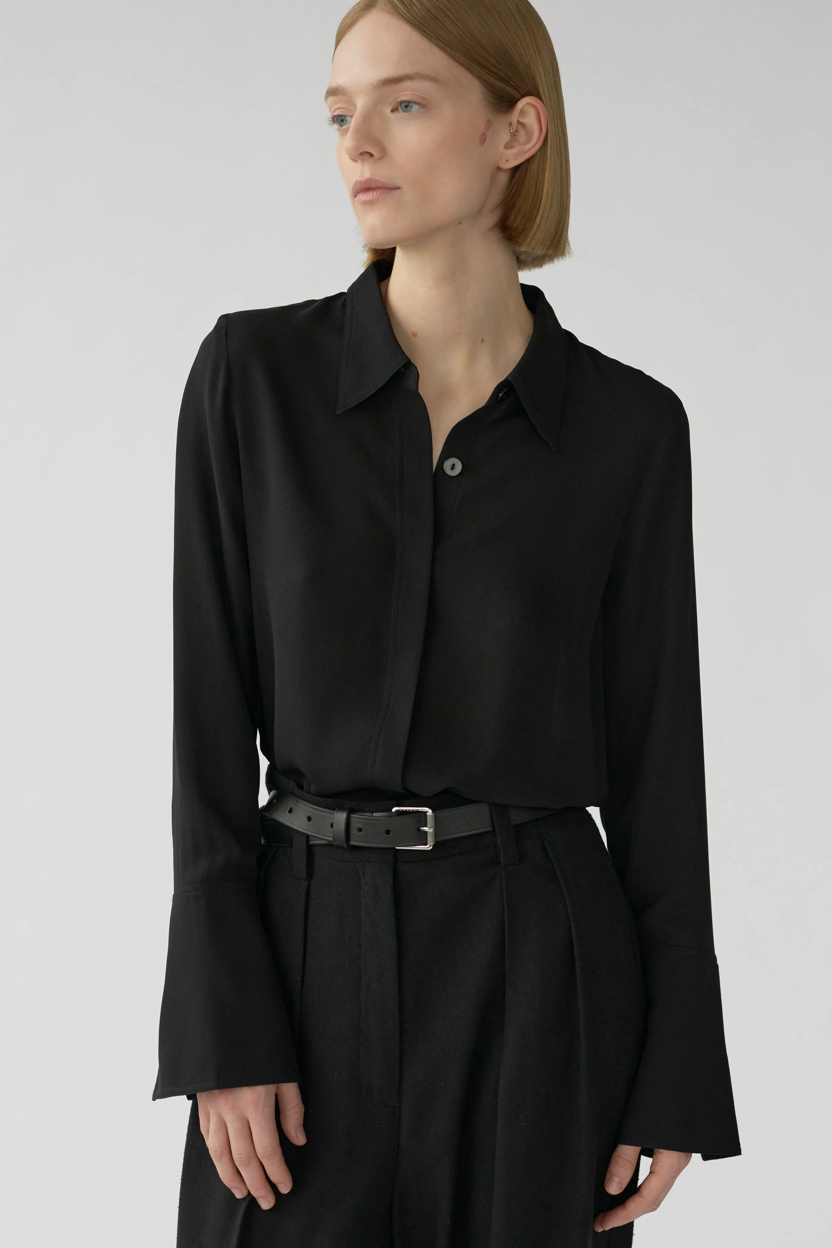 VALENTIN SHIRT - BLACK - SILK GEORGETTE