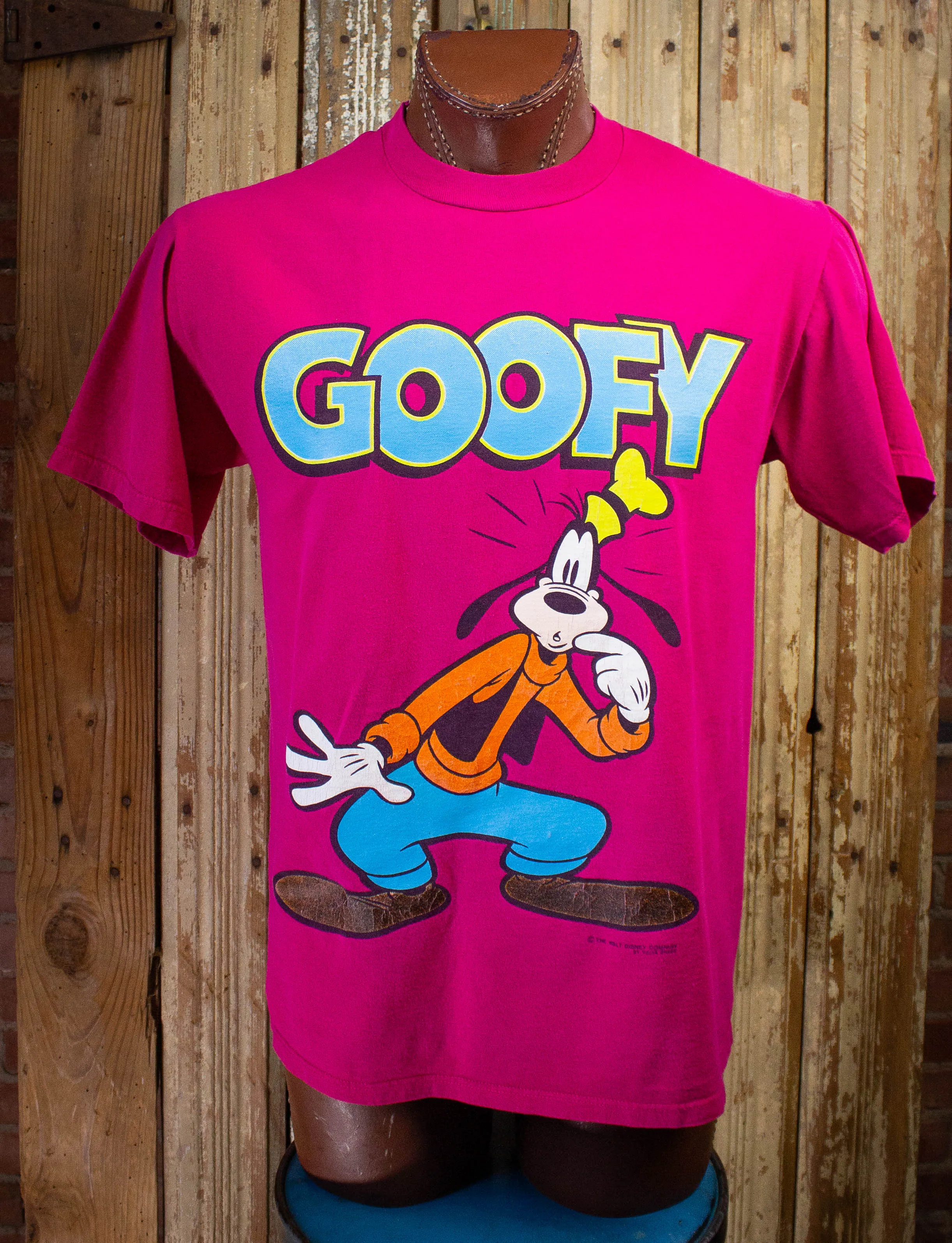 Vintage Disney Goofy Velva Sheen Graphic T-Shirt Pink 1990s L