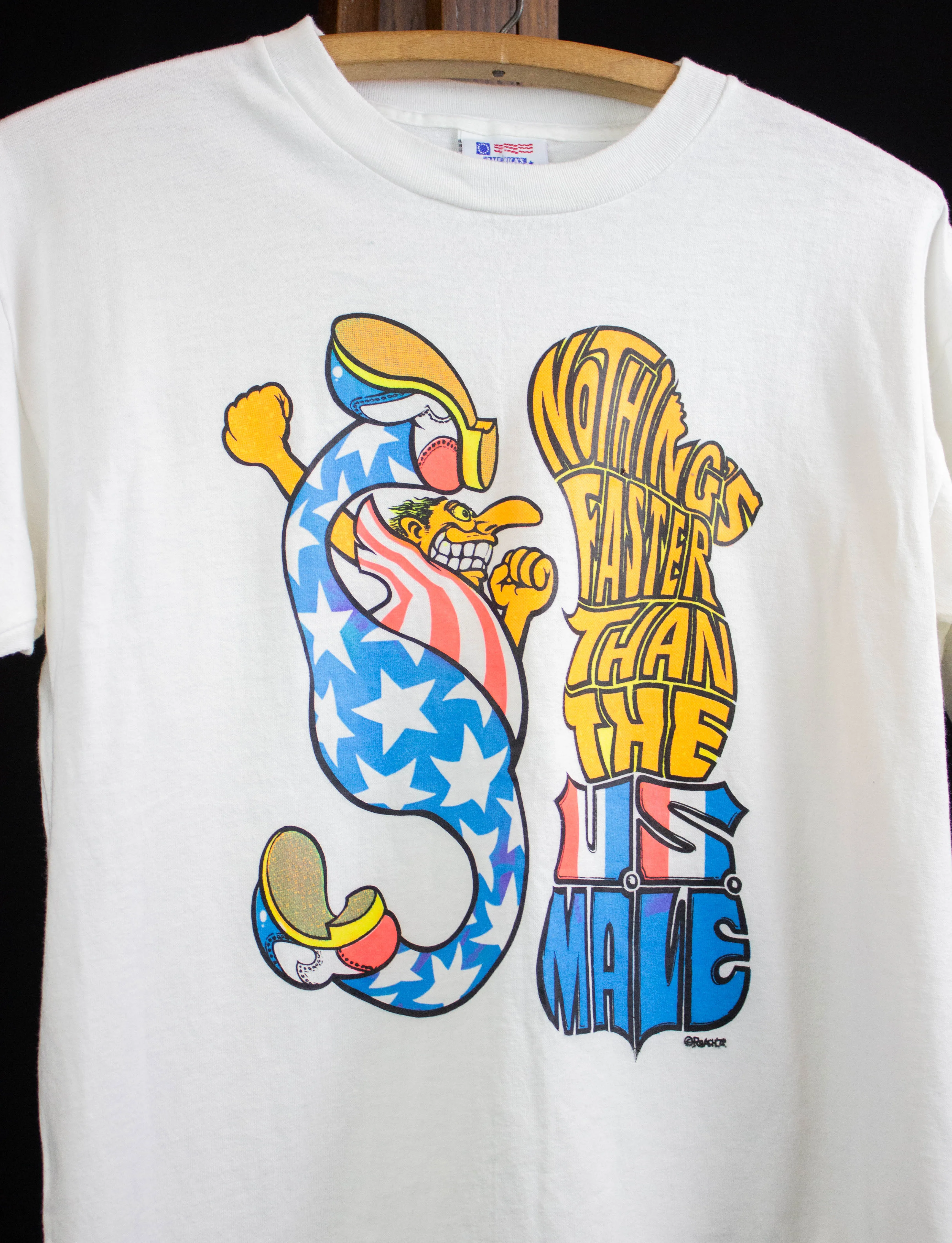 Vintage "Nothing's Faster Than The US Male" Graphic T Shirt White Medium