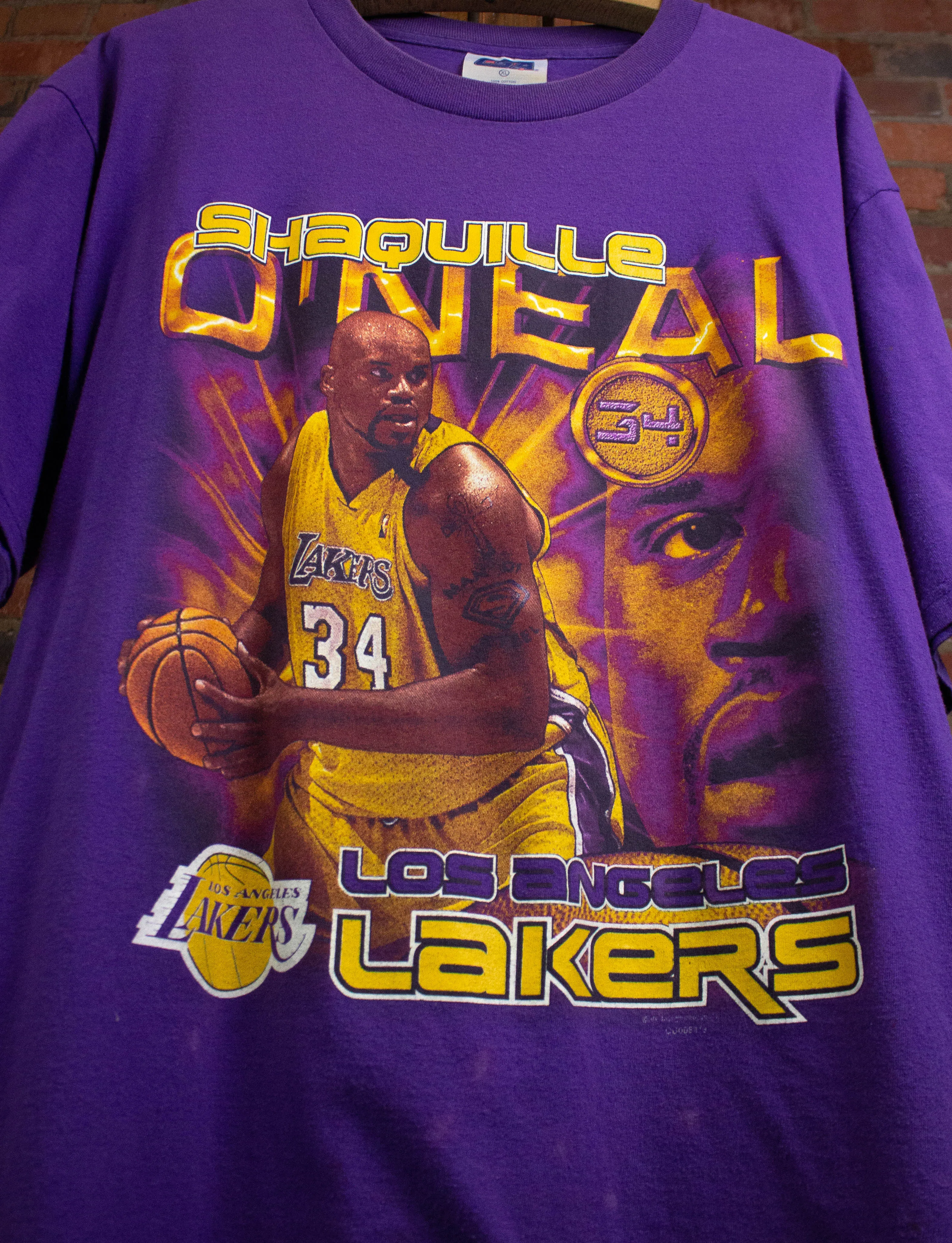 Vintage Shaquille O'Neal Los Angeles Lakers Graphic T Shirt 90s Purple XL