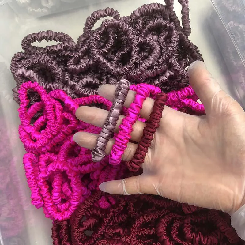 Wholesale silk scrunchies mini - mix color