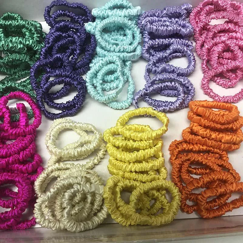 Wholesale silk scrunchies mini - mix color