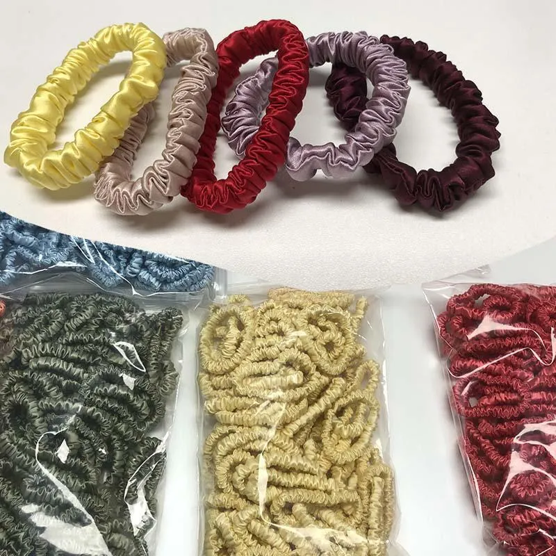 Wholesale silk scrunchies mini - mix color