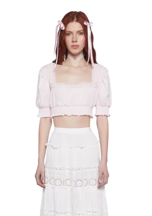 Wistful Memories Peasant Crop Top