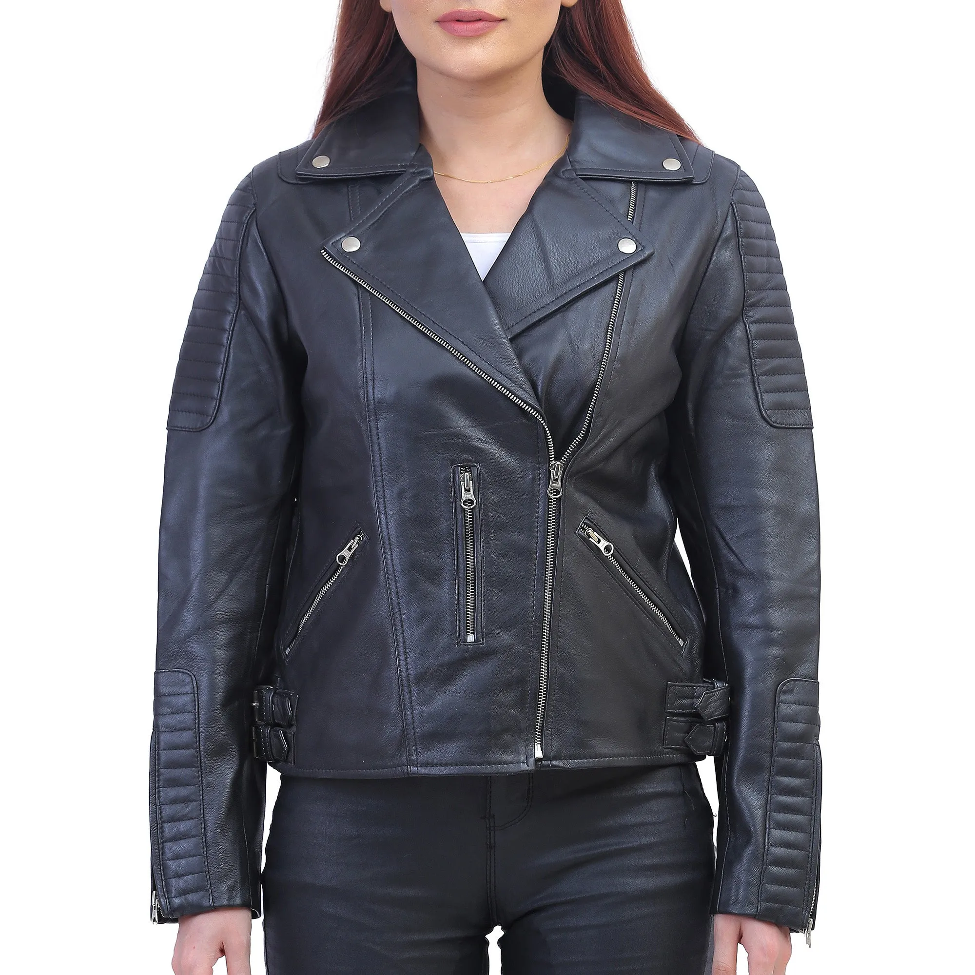 Women Asymmetrical Black Leather Jacket