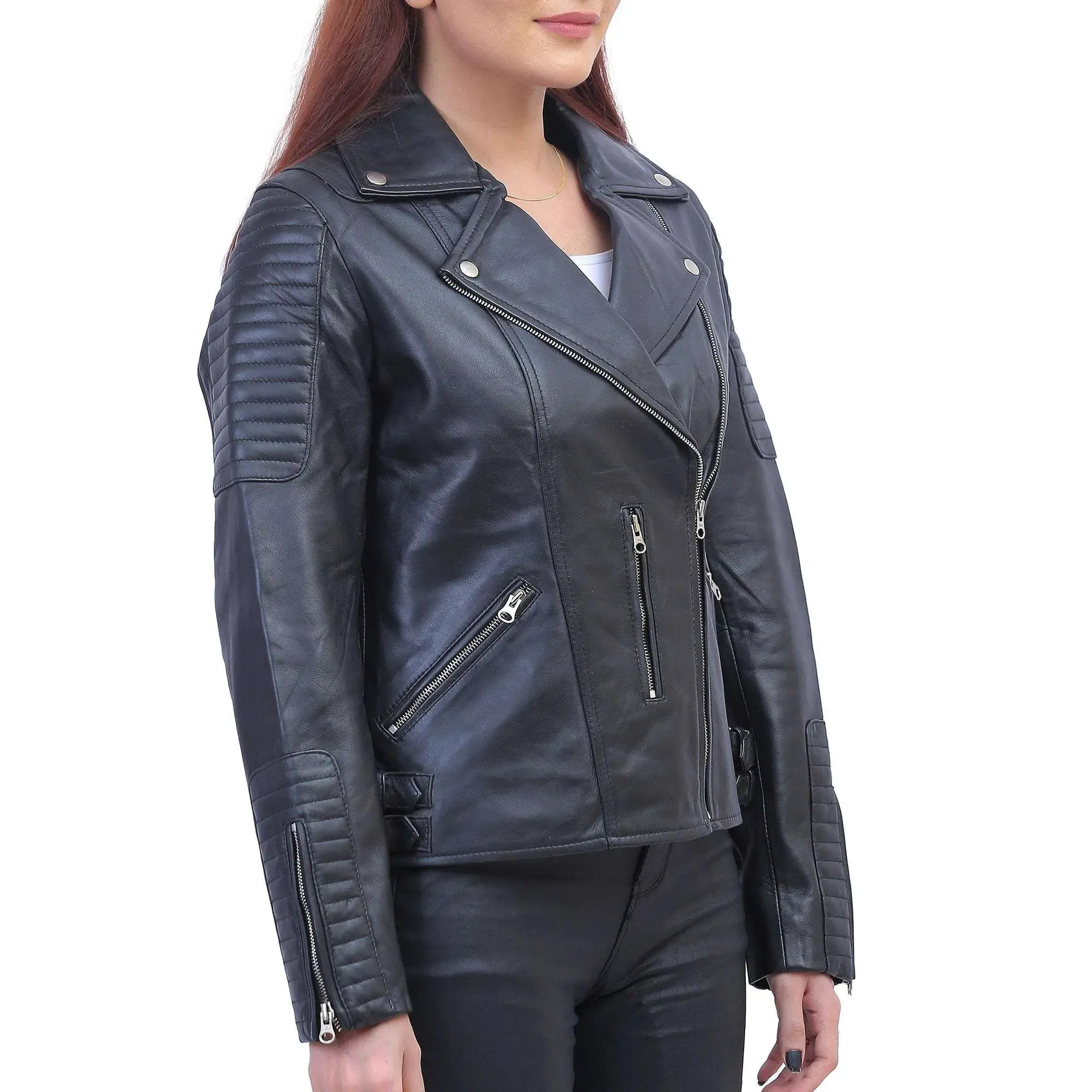 Women Asymmetrical Black Leather Jacket