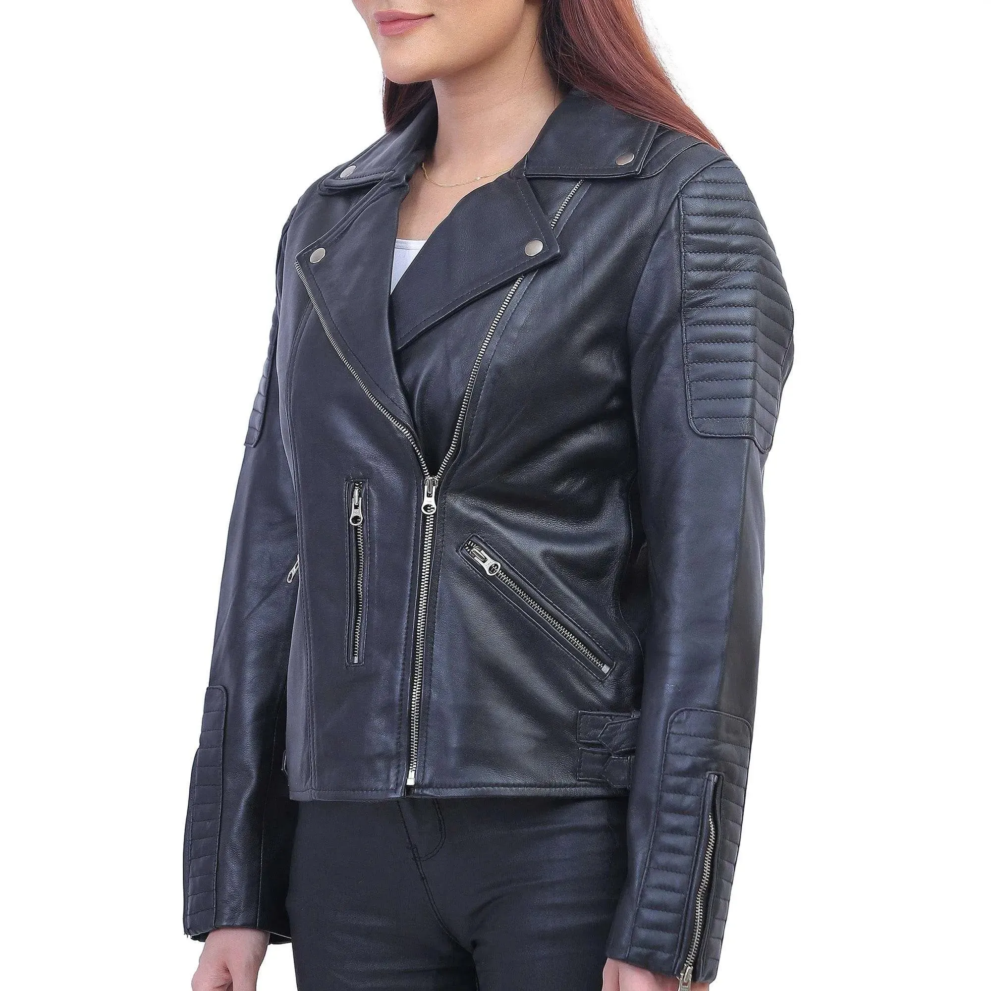 Women Asymmetrical Black Leather Jacket