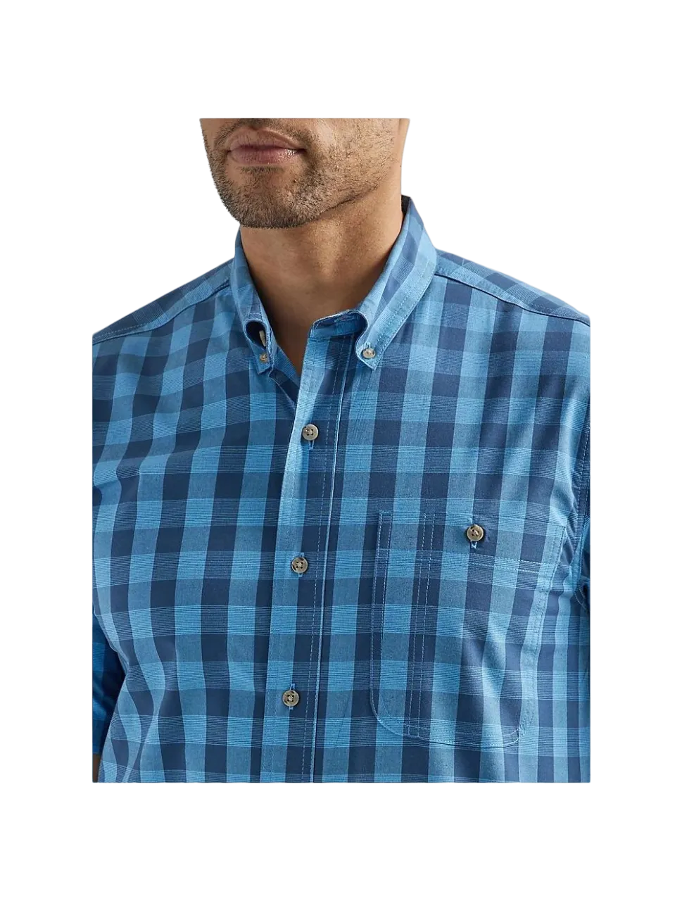 Wrangler Men's Button Down Blue Plaid Shirt