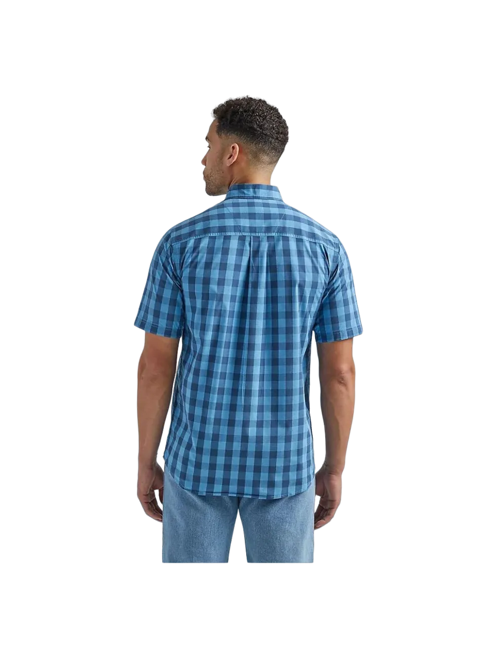 Wrangler Men's Button Down Blue Plaid Shirt