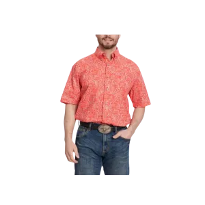 Wrangler Men's George Strait Paisley Short Sleeve Red Big Shirt