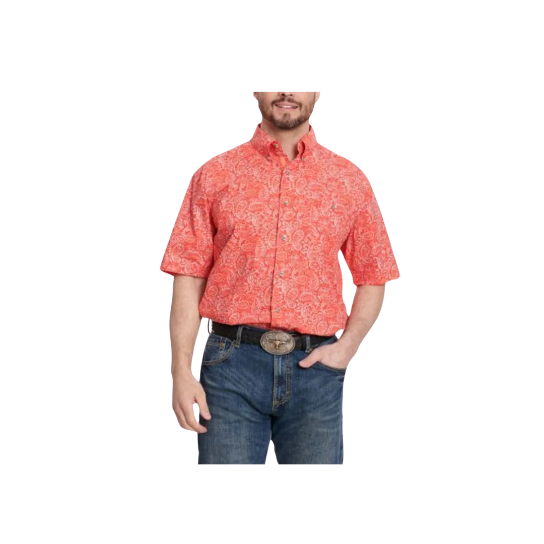 Wrangler Men's George Strait Paisley Short Sleeve Red Big Shirt