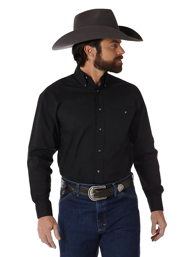 Wrangler Men's George Strait Solid Black Shirt